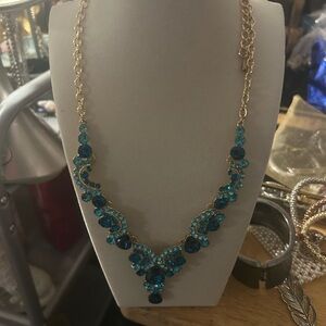 Chic Gold Necklace with Blue Accents